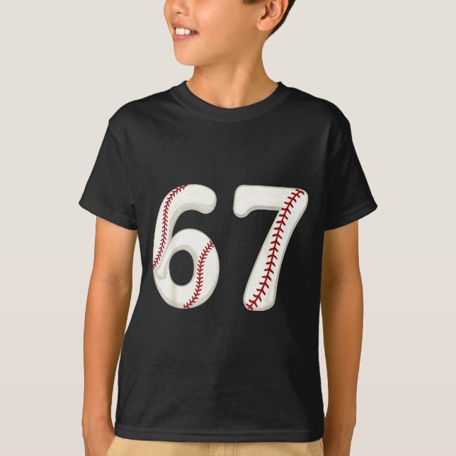 Camiseta Baseball 67 Number Funny Six Seven Gen Alpha Meme  (Frente)