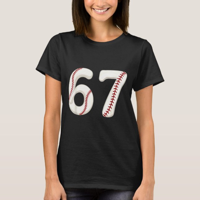 Camiseta Baseball 67 Number Funny Six Seven Gen Alpha Meme  (Frente)