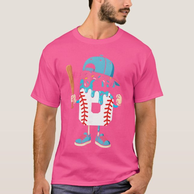 Camiseta Baseball 6 Year Old Ice Cream Drip 6th Birthday Bo (Frente)
