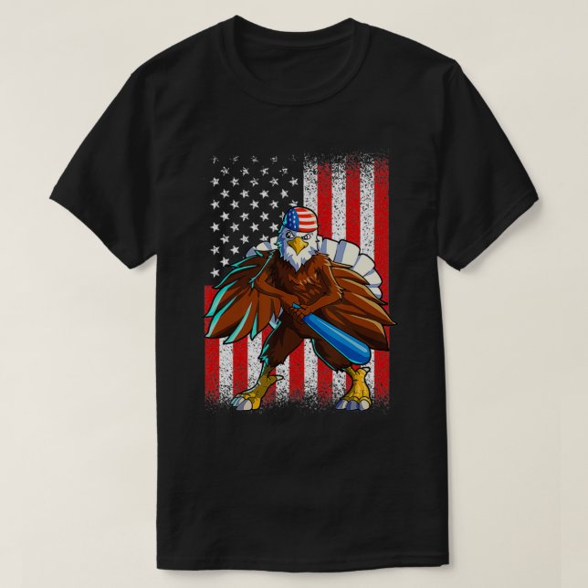 Camiseta Baseball American Eagle 4 de julho Men Boys USA (Frente do Design)