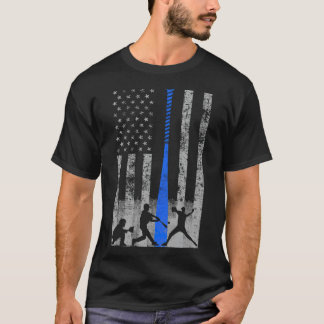 Camiseta Baseball American Flag Blue Bat Baseball