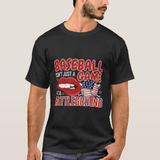 Camiseta Baseball American Flag Lip Bite Engraçado Cotação