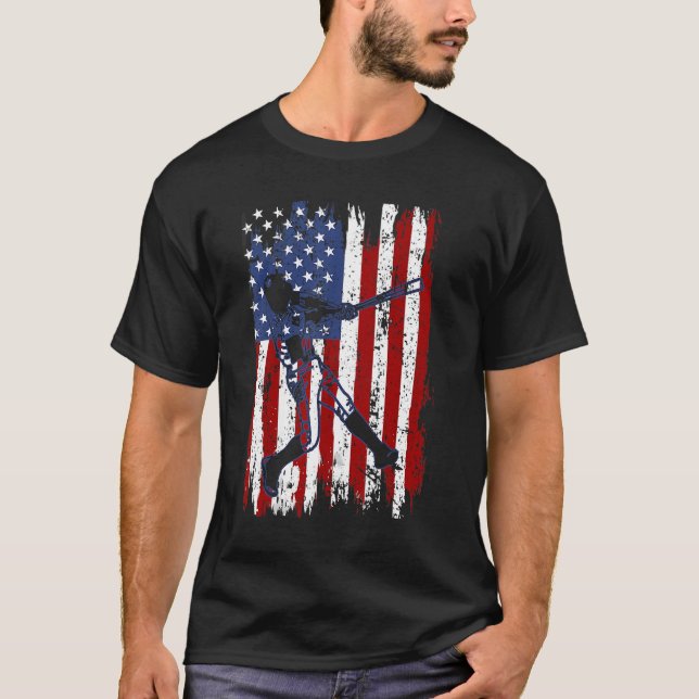Camiseta Baseball American Flag Patriotic Catcher 4th Of Ju (Frente)
