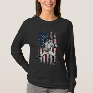 Camiseta Baseball American Flag Pitcher USA Pitcher 4º De