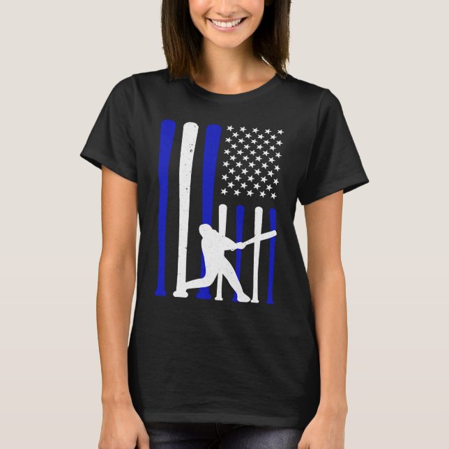 Camiseta Baseball American Flag Player Flag Baseball Dad Fa (Frente)