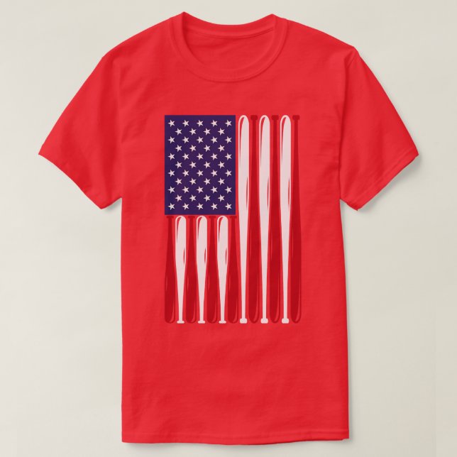 Camiseta Baseball American Flag Usa (Frente do Design)