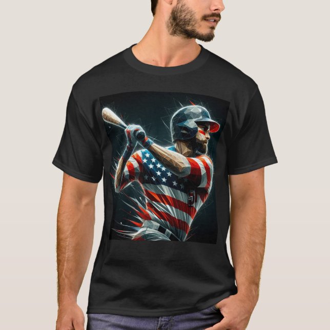 Camiseta Baseball Americano Patriótico (Frente)