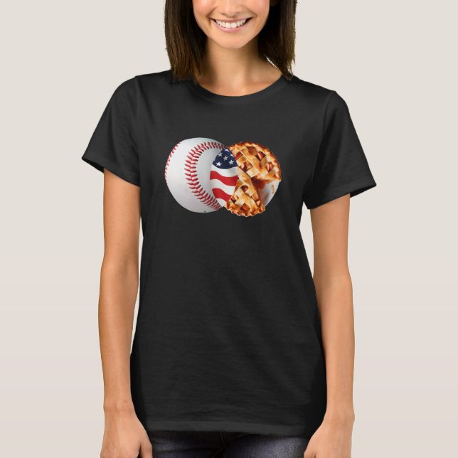 Camiseta Baseball Apple Pie American Flag July 4th USA Men  (Frente)