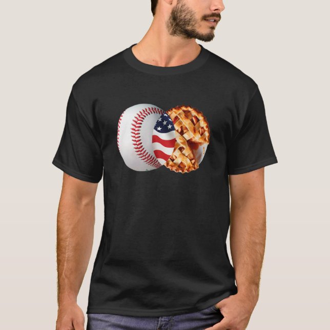 Camiseta Baseball Apple Pie American Flag July 4th USA Men  (Frente)