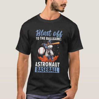 Camiseta Baseball Astronauta Jogador de Beisebol no Exterio