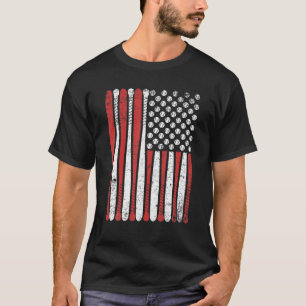 Camiseta Baseball Bat American Flag Ball Design