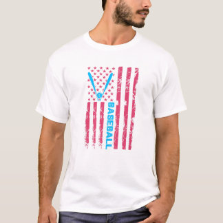 Camiseta Baseball Bat USA Flag Sports Lover Men Mulheres Cr