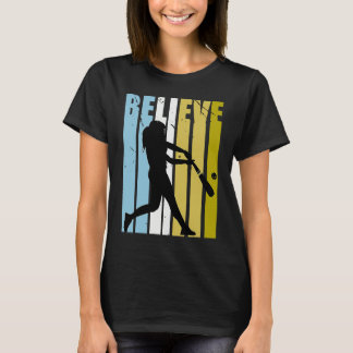 Camiseta Baseball Believe Silhouette Colorful Retro Vintage