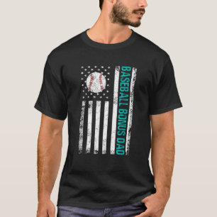 Camiseta Baseball Bonus Pai Us Flag Melhor Pai Baseball Fat