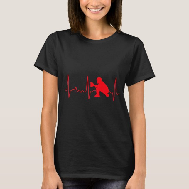 Camiseta Baseball Catcher - Batimento de Coração com Beiseb (Frente)