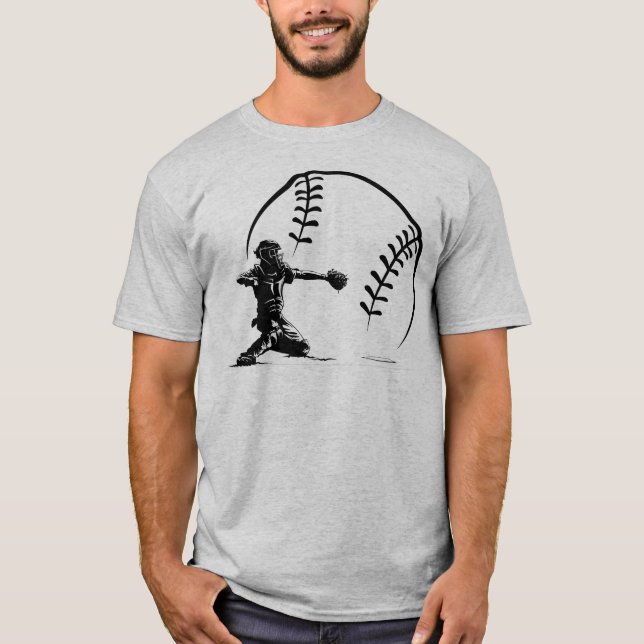 Camiseta Baseball Catcher em Ação (Frente)