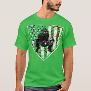 Camiseta Baseball Catcher Home Plate American Flag Patrioti