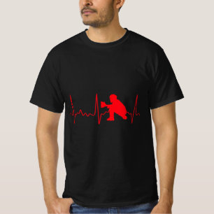 Camiseta Baseball Catcher  - Red Baseball Catcher Heartbeat