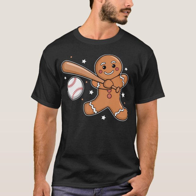 Camiseta Baseball Christmas Gingerbread Man Baseball Xmas F (Frente)
