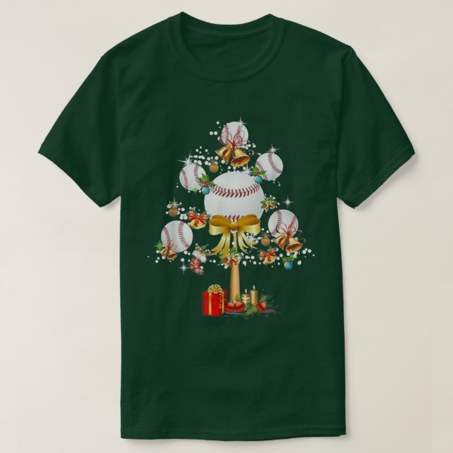 Camiseta Baseball Christmas Lights Tree Balls Xmas Snow  (Frente do Design)
