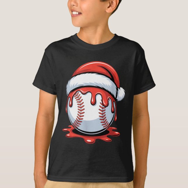 Camiseta Baseball Christmas Santa Hat Dripng Festive Holida (Frente)