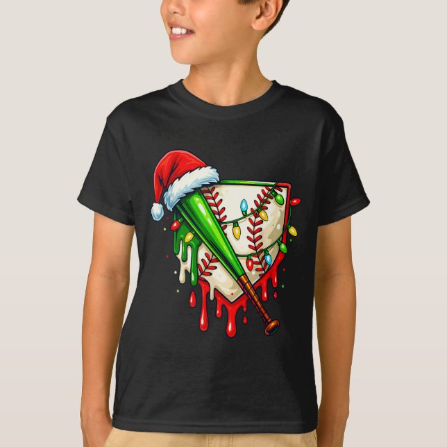 Camiseta Baseball Christmas Santa Hat Dripng Ice Cream Xmas (Frente)