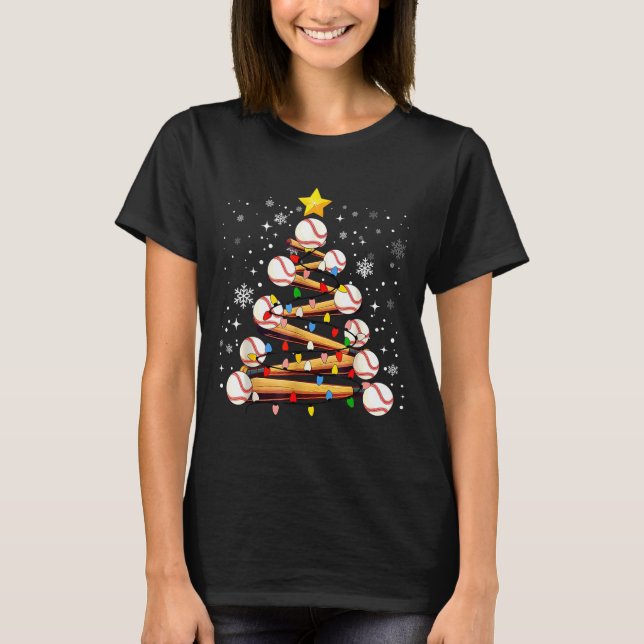 Camiseta Baseball Christmas Tree Light Xmas Baseball Boys K (Frente)