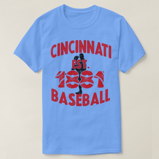 Camiseta Baseball Cincinnati Est 1881 Baseball Pitcher Vint (Frente do Design)