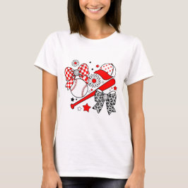 Camiseta Baseball Coquette Aesthetic Sporty Bow Glitter
