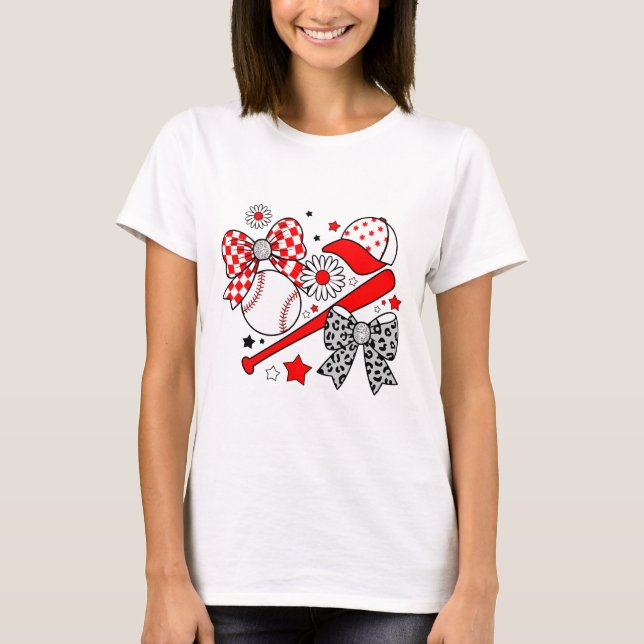 Camiseta Baseball Coquette Aesthetic Sporty Bow Glitter (Frente)