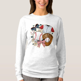 Camiseta Baseball Coquette Cute Patriotic Sports Aesthetic 