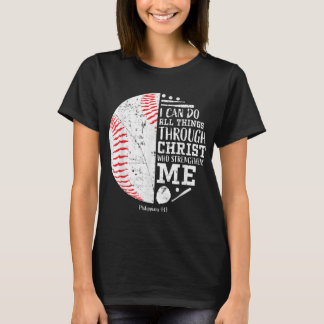 Camiseta Baseball Cristão Eu Posso Fazer Todas As Coisas Re