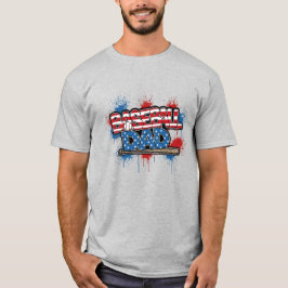 Camiseta Baseball Dad Shirt Patriotic Splatter Tee
