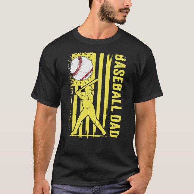 Camiseta Baseball Dad USA Flag (Frente)