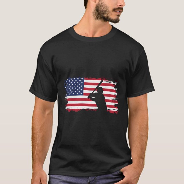 Camiseta Baseball de Bandeira Americana (Frente)