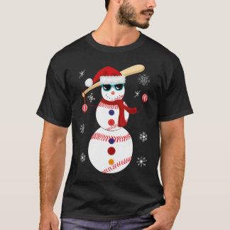 Camiseta Baseball de Natal - Neve Homem Santa Hat - Gift