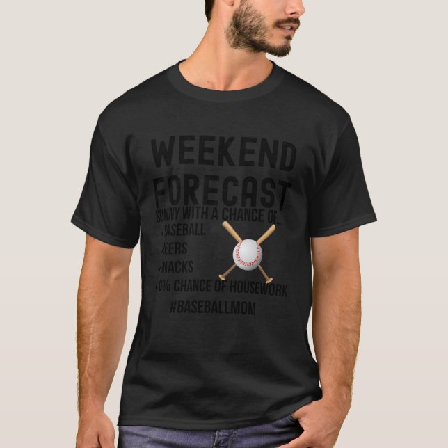 Camiseta Baseball de Previsão de Fim de Semana com Cervejas (Frente)