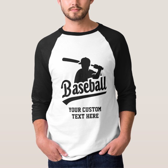 Camiseta Baseball de texto personalizado (Frente)