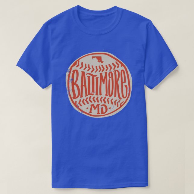 Camiseta Baseball desenhado à mão para Baltimore com letra  (Frente do Design)