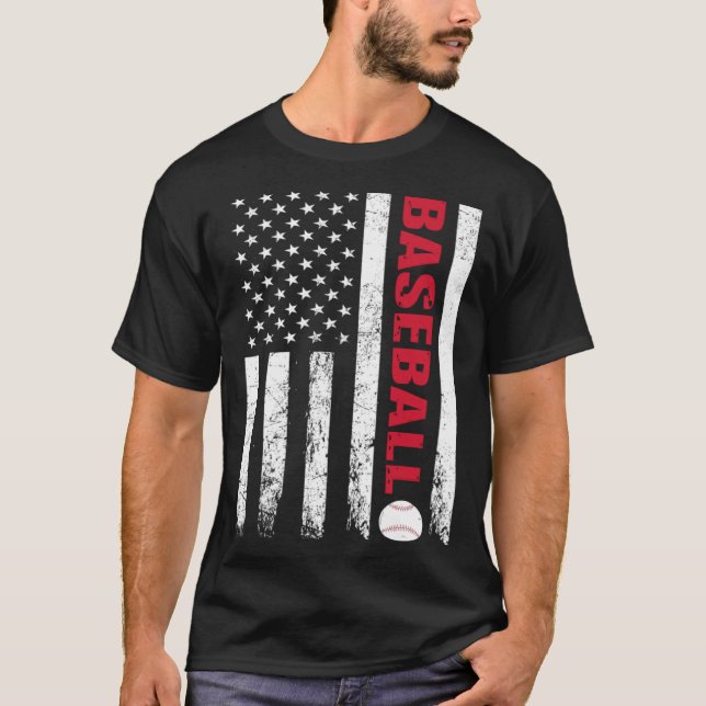Camiseta Baseball Distressed American Flag USA Coach Athlet (Frente)