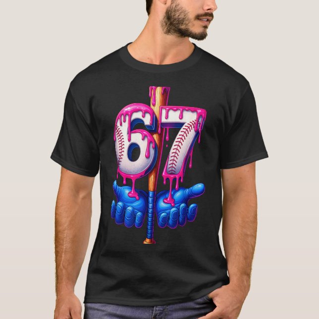 Camiseta Baseball Drip 6 7 Number 67 Six Seven Meme Mens Bo (Frente)
