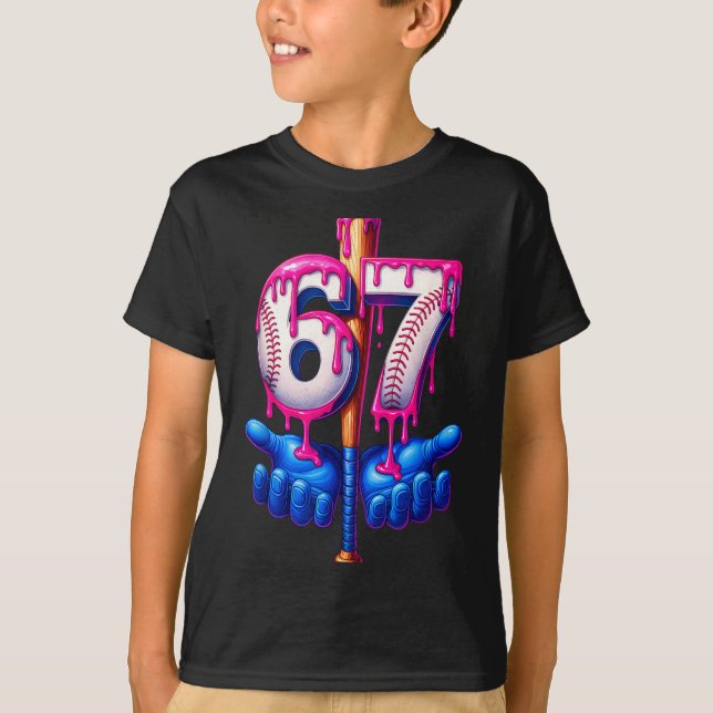 Camiseta Baseball Drip 6 7 Number 67 Six Seven Meme Mens Bo (Frente)