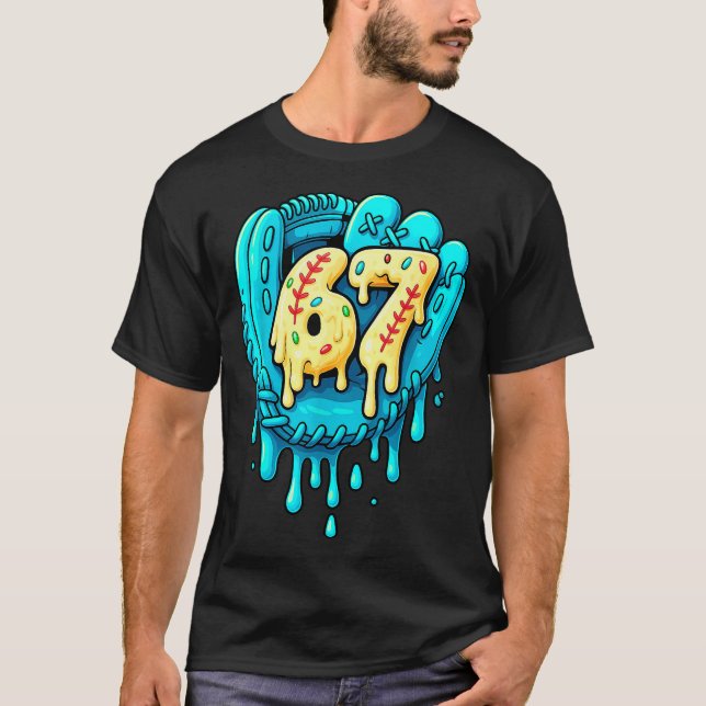 Camiseta Baseball Drip 6 7 Número 67 Seis Sete Meme Masculi (Frente)