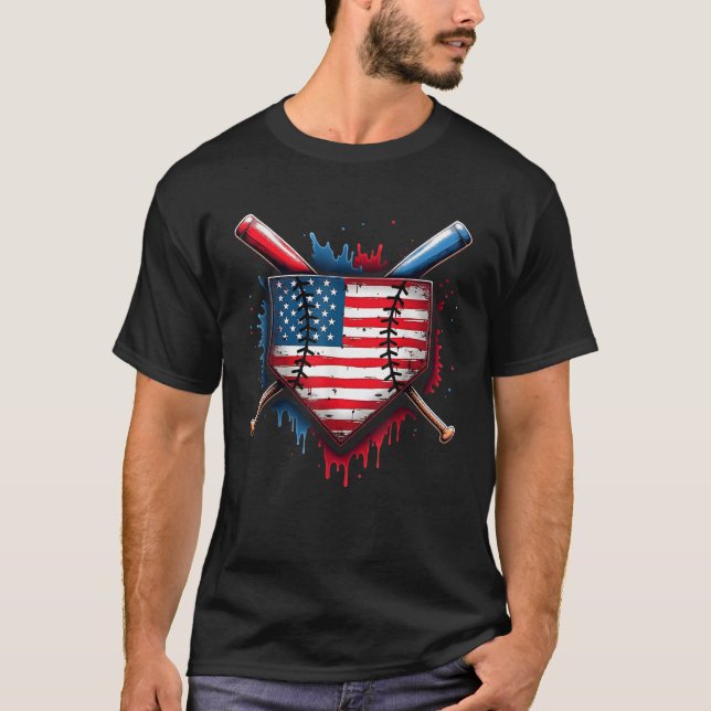 Camiseta Baseball Drip Boy Ice Cream Patriotic American Fla (Frente)