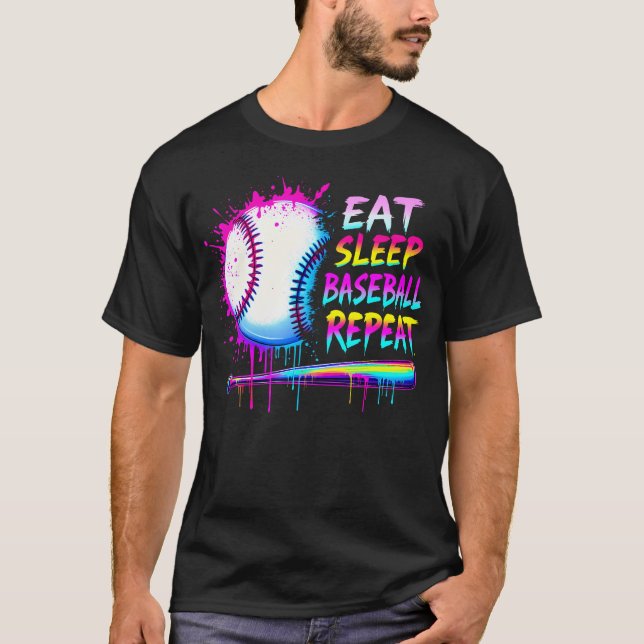 Camiseta Baseball Drip Boys Eat Sleep Baseball Repeat Ice (Frente)