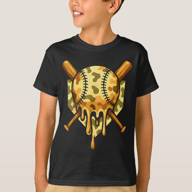 Camiseta Baseball Drip For Boys Ice Cream Dripng Boys Baseb (Frente)