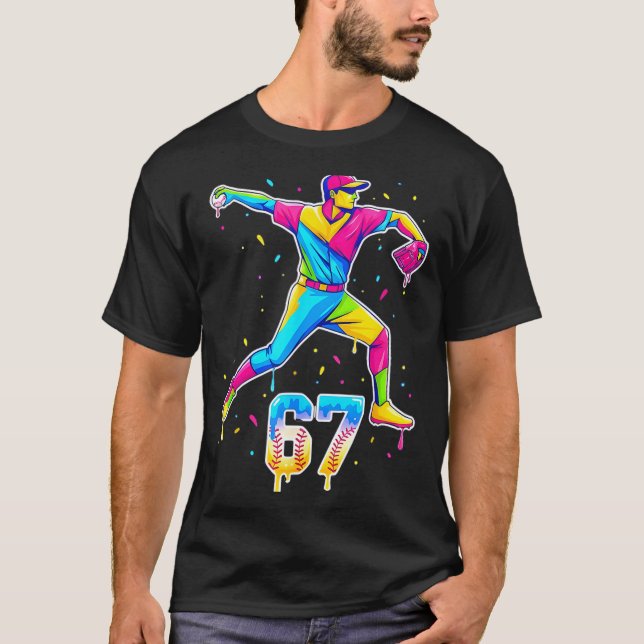 Camiseta Baseball Drip Ice Cream Number 67 Player Or 67th B (Frente)