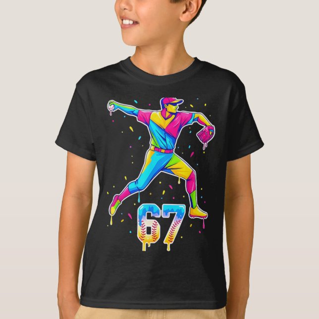 Camiseta Baseball Drip Ice Cream Number 67 Player Or 67th B (Frente)