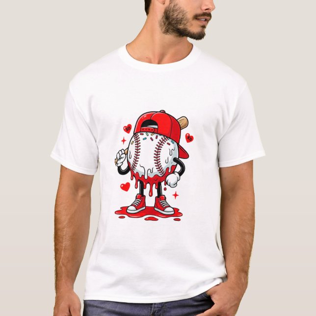 Camiseta Baseball Drip Ice Cream Valentine’s Day T-Shirt –  (Frente)