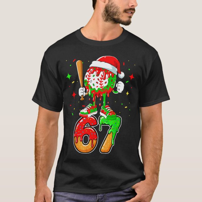 Camiseta Baseball Drip Number 67 Meme Ice Cream Dripng Chri (Frente)